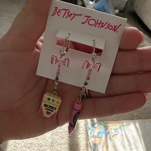 Betsey Johnson Pink and Yellow Crayon Earrings